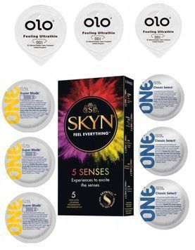 Комплект SKYN 5 Senses 5 шт + OLO Feeling Ultrathin 001 + ONE Classic Select, Super Studs SOS1365 фото