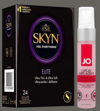 Набір SKYN Elite, 24 шт + Гель System JO Oral Delight &mdash; Strawberry Sensation (30 мл) SOS5284 фото