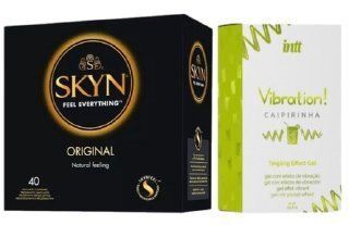 SKYN ORIGINAL 40 шт + Intt Vibration Caipirinha (15 мл) SOS7078 фото