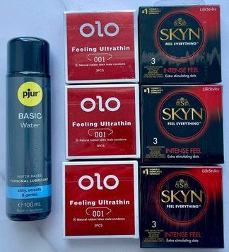 Набір 18 шт OLO збуджуючі 001 + Skyn Intense Feel + Лубрикант pjur Basic Waterbased, 100 мл SOS3815 фото
