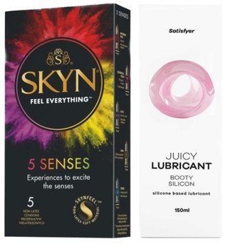 Комплект Лубрикант Satisfyer Juicy Lubricant Booty Silicon 150 мл + SKYN 5 Senses SOS12679 фото