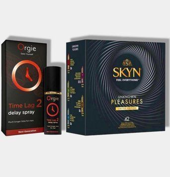 SKYN Pleasures, 42 шт-6 видів + Пролонгатор TIME LAG 2, 10 мл  SOS5720 фото