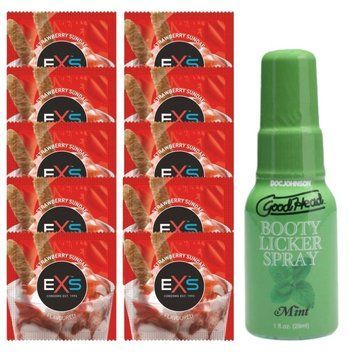 EXS STRAWBERRY SUNDAE 10 шт + Doc Johnson Booty Licker Spray &ndash; Mint (29 мл) SOS14073 фото