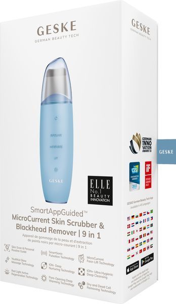 Микротоковый скраббер для кожи и устранение черных точек GESKE MicroCurrent Skin Scrubber&Blackhead Remover 9в1 aquamarine HB0149 фото