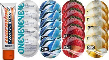 Набор из Swiss Navy Warming 10мл + ONE Plus + ONE Mint + ONEChocolateStrawberry + ONEBanana SOS8600 фото