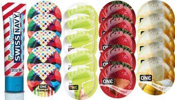 Набор из SwissNavy CoolingPeppermint 10мл + ONERibs + ONE Color + ONEChocolateStrawberry + ONEBanana SOS8647 фото