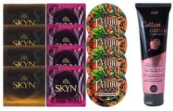 Комплект: Лубрикант Intt Cotton Candy (100 мл) + 8 шт. SKYN + 4 шт. ONE Tattoo Touch SOS10427 фото