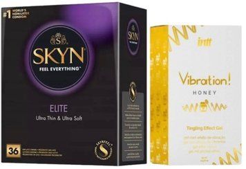Набір з SKYN Elite 36 шт + Рідкий вібратор Intt Vibration Honey (15 мл) SO10225 фото