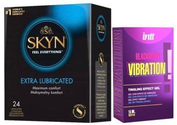 Набір з SKYN Extra Lube (24 шт) + Рідкий вібратор Intt Vibration Blackberry (15 мл) SOS10075 фото