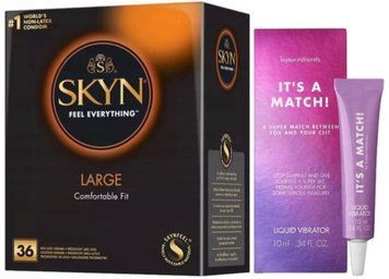 Набор из SKYN Large (36 шт) + Жидкий вибратор Bijoux Indiscrets Clitherapy Liquid Vibrator &ndash; IT'S A MATCH SOS9929 фото