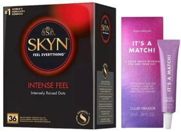 Набір з SKYN Intense Feel (36 шт)  +  Рідкий вібратор Bijoux Indiscrets Clitherapy Liquid Vibrator &ndash; IT'S A MATCH  SOS9829 фото