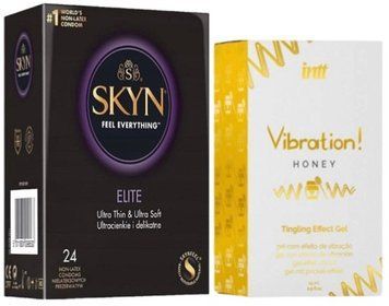 Набір з SKYN Elite (24 шт) + Рідкий вібратор Intt Vibration Honey (15 мл)  SOS10125 фото