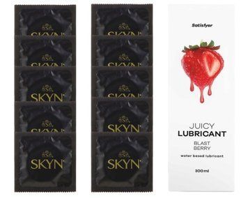 Комплект SKYN Original 10 шт. + Лубрикант Satisfyer Juicy Lubricant Blast Berry 300 мл SOS12629 фото