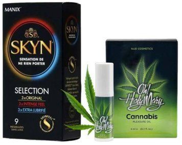 Набір з SKYN Selection (9 шт) + Олія для збудження з олією насіння канабісу OH! HOLY MARY, 6 мл Nuei SOS9679 фото