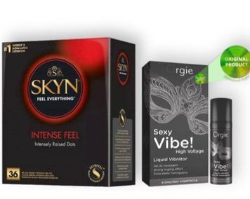 Skyn Intense feel 36 штук + SEXY VIBE найвищий рівень вібраціі, 15 мл ORGIE  SOS6794 фото