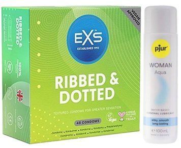 Набор EXS Ribbed & Dotted (48 шт) + pjur Woman Aqua 100 мл SOS13531 фото