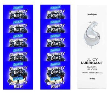 Комплект Pasante Blueberry 10шт. + Лубрикант Satisfyer Juicy Lubricant Smooth Silicon 150 мл SOS11678 фото