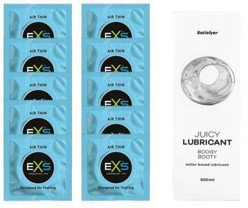 Набор: EXS Air Thin 10 шт. + Лубрикант Satisfyer Boogy Booty 300 мл SOS11186 фото