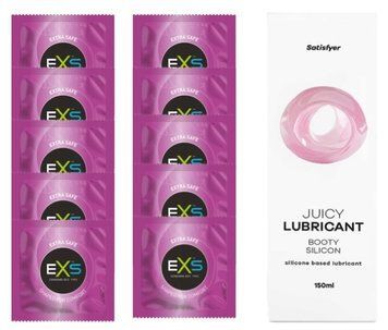 Комплект: EXS EXTRA SAFE 10 шт. + Лубрикант Satisfyer Booty Silicon 150 мл SOS11487 фото