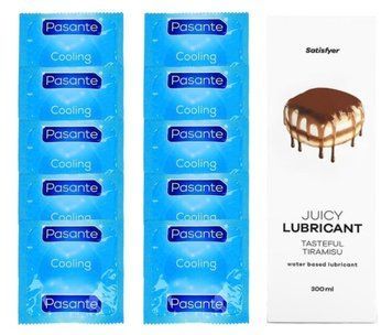 Комплект Pasante Cooling 10шт. + Лубрикант Satisfyer Juicy Lubricant Tasteful Tiramisu 300 мл SOS11578 фото