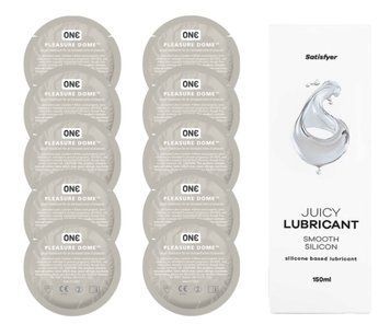 Комплект 𝐎𝐍𝐄 𝐃𝐨𝐦𝐞 10 шт. + Лубрикант Satisfyer Juicy Lubricant Smooth Silicon (150 мл) SOS12227 фото