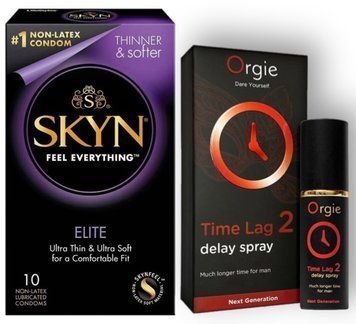 Набор из SKYN Elite 10 шт + Пролонгатор Orgie Time Lag 2 Delay Spray (10 мл) SOS8908 фото
