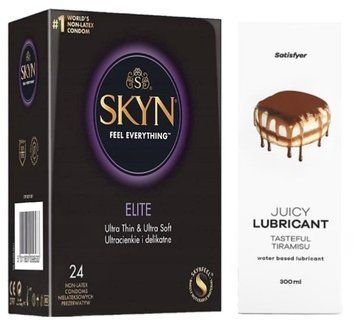 Набор Лубрикант Satisfyer Tasteful Tiramisu 300мл + SKYN Elite 24 шт. SOS12847 фото
