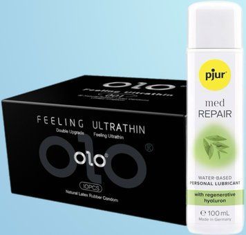 Набор OLO - ультратонкие -001 (10 штук) + Лубрикант pjur MED Repair glide 100 мл  SOS4515 фото