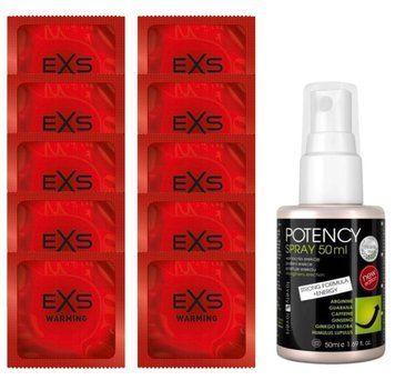Комплект EXS Warming 10 шт + Lovely Lovers Potency Spray (50 мл) SOS14349 фото
