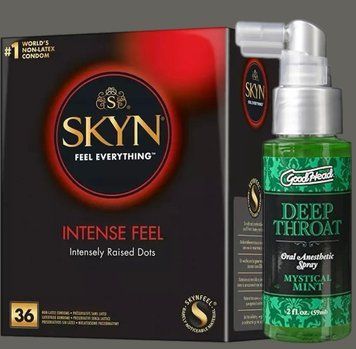 Комплект Skyn ​​Intense feel 36 штук + Спрей Doc Johnson GoodHead DeepThroat Spray - Mystical Mint 59 мл SOS5384 фото