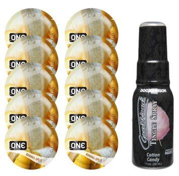 Комплект ONE Banana Split 10 шт + Doc Johnson GoodHead Tingle Spray Cotton Candy (29 мл) SOS13722 фото