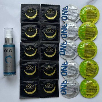 Комплект 10 шт Skyn ​​Original - 10 шт One Classic, Glowing Pleasures - Лубрикант OLO охлаждающий 60 мл SOS2513 фото