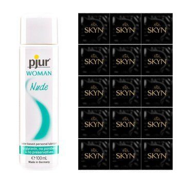 Набір SKYN Original, 12 шт + лубрикант на водній основі pjur Woman Nude, 100 мл SKYN48 фото