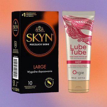 Комплект Skyn Large 10 шт + Лубрикант LUBE TUBE HOT, 150 мл ORGIE SOS4446 фото