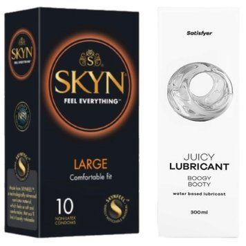 Набір Лубрикант Satisfyer Boogy Booty 300 мл + SKYN Large 10 шт. SOS12729 фото