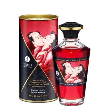 Олія Shunga Aphrodisiac Warming Oil - Blazing Cherry (100 мл) без цукру, смачний SO2493 фото