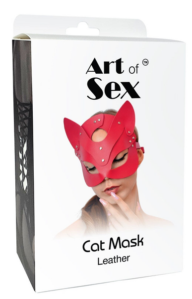 Еротична маска кішечки з натуральної шкіри Art of Sex Cat Mask, червона SO7769 фото