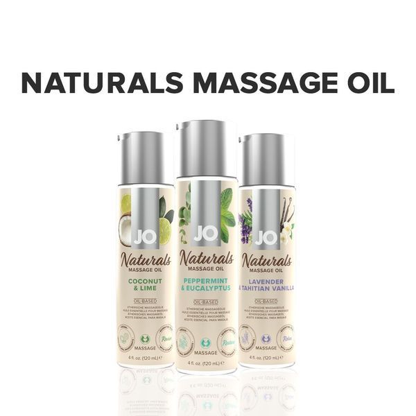 Масажна олія System JO - Naturals Massage Oil - Peppermint & Eucalyptus, з ефірними олія (120 мл) SO6166 фото