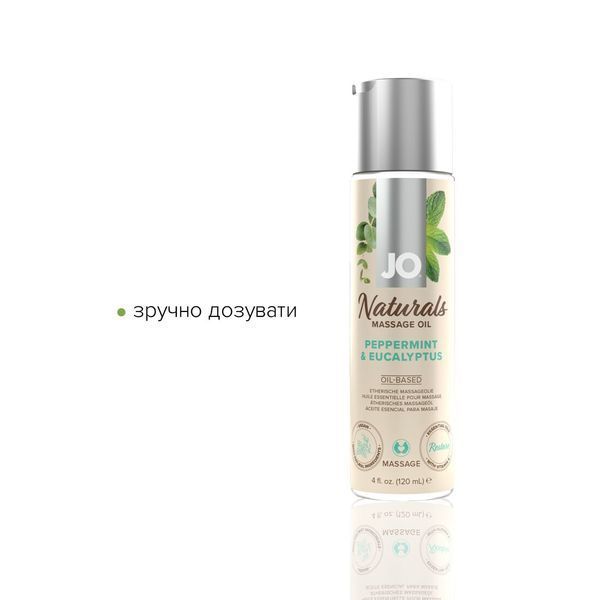 Масажна олія System JO - Naturals Massage Oil - Peppermint & Eucalyptus, з ефірними олія (120 мл) SO6166 фото