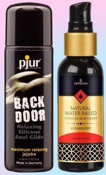 Набор лубрикантов pjur backdoor anal Relaxing jojoba silicone 30 мл + Sensuva Natural Water-Based Strawberry (57 мл) LB707 фото