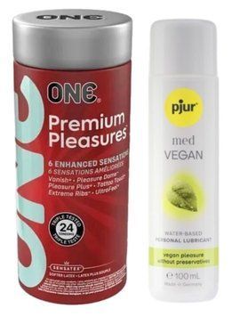 Набор ONE Premium Pleasures 24 шт. + Лубрикант pjur MED Vegan glide 100 мл SOS13015 фото