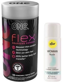 Комплект ONE Flex Graphene 10 штук + Pjur Woman Nude 30 мл SOS12965 фото