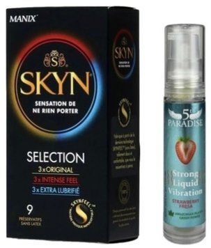 Набір з SKYN Selection (9 шт) + Рідкий вібратор потужний смак: полуниця, 10 мл 5th Paradise SOS9652 фото