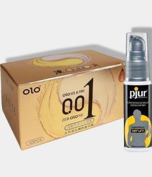 OLO 0.01 Ice Durable Gold 10 шт + Пролонгатор pjur Superhero Serum 20 мл SOS5943 фото