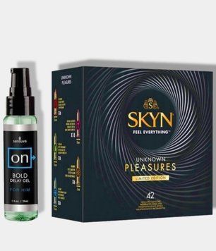 SKYN Pleasures, 42 шт-6 видів + Пролонгатор Sensuva - ON Bold (29 мл) SOS5703 фото