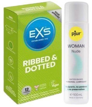 Набор EXS Ribbed & Dotted (12 шт) + pjur Woman Nude 100 мл SOS13514 фото