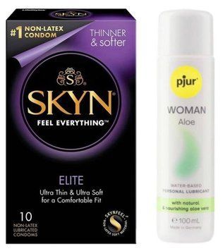 Комплект SKYN Elite 10 шт + Pjur Woman Aloe 100 мл SOS13164 фото