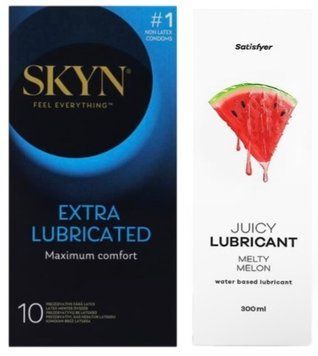 Комплект Лубрикант Satisfyer Juicy Melty Melon 300 мл + SKYN Extra Lube 10 шт SOS12918 фото