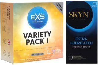 Набор с SKYN Extra Lube 10 штук + EXS Mixed Variety Pack 1, 48 штук SOS7989 фото