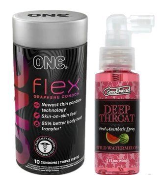 Комплект Набір 10 штук ONE Flex графен + Спрей Doc Johnson GoodHead DeepThroat Spray - Watermelon 59 мл SOS6239 фото
